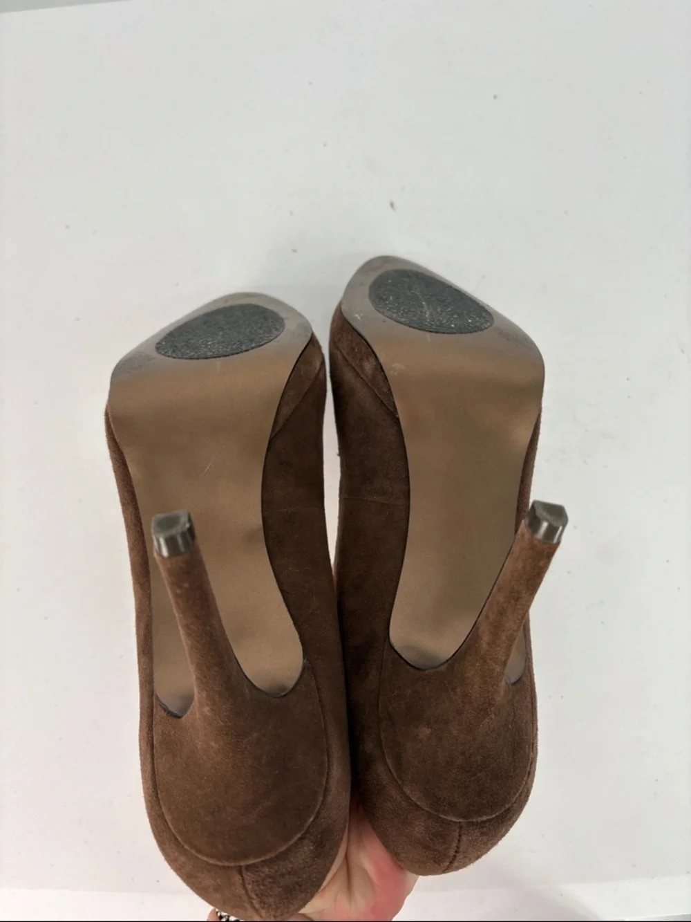 👔 Tahari Flynn Dark Brown Suede High Heel Pumps